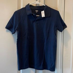 School uniform polo shirt for boys, size Large (10-12) stretch, navy